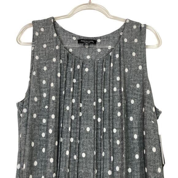 Perceptions New York | Grey White Polka Dot Dress Poly Spandex Womens X-Large - Picture 2 of 8